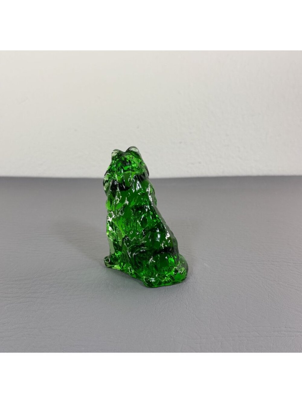 Vintage Mosser Glass Emerald Green Collie Dog Figurine Seated Shepherd 3.75" - Picture 6 of 14